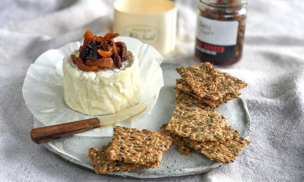 Brillat Savarin Cheese with Boozy Fruits and Crackers